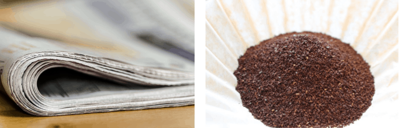 Newspaper and coffee grounds to remove odors