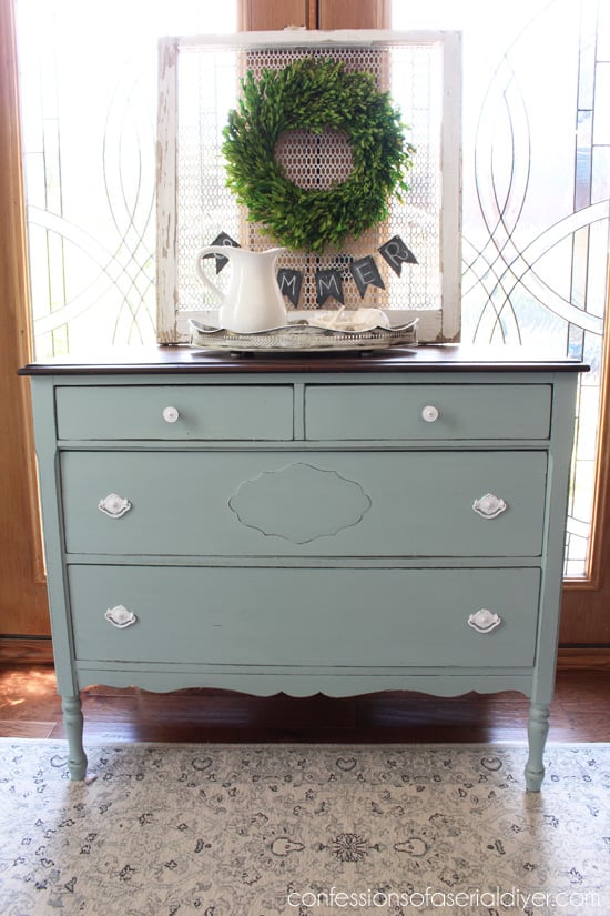 Behr's Gray Morning painted antique dresser