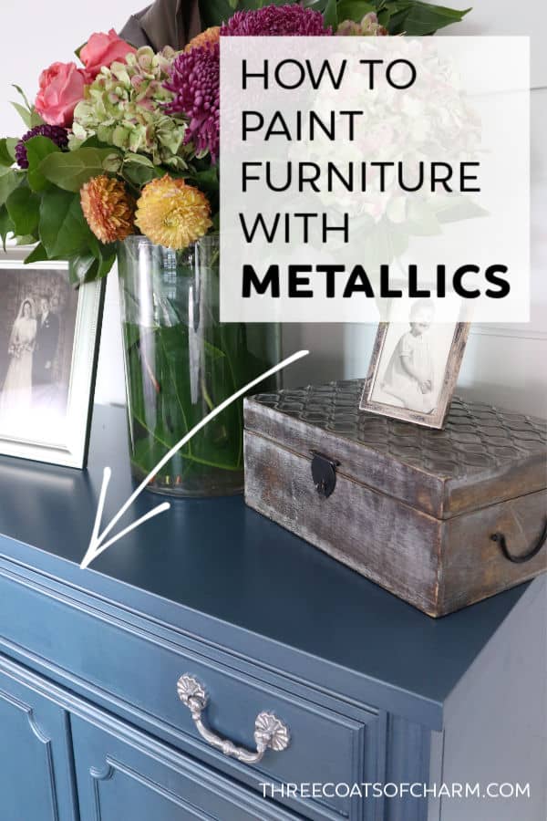 We show you how to paint furniture with metallic paint. This beautiful Steel Blue color from Cottage Paint transforms a dated vintage cabinet.