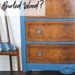 Teal painted burled wood dresser