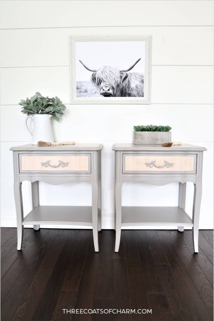 French provincial night stands with raw wood look