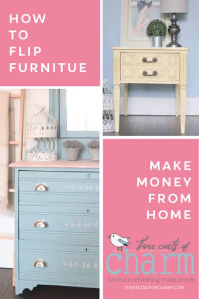 Make money from home flipping furniture. Selling painted furniture for profit is the perfect side hustle.