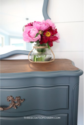 Blue painted French provincial dresser