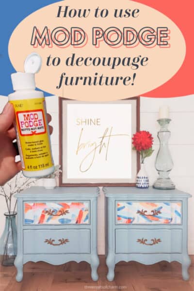 How to decoupage furniture easily with wallpaper painted French provincial night stand