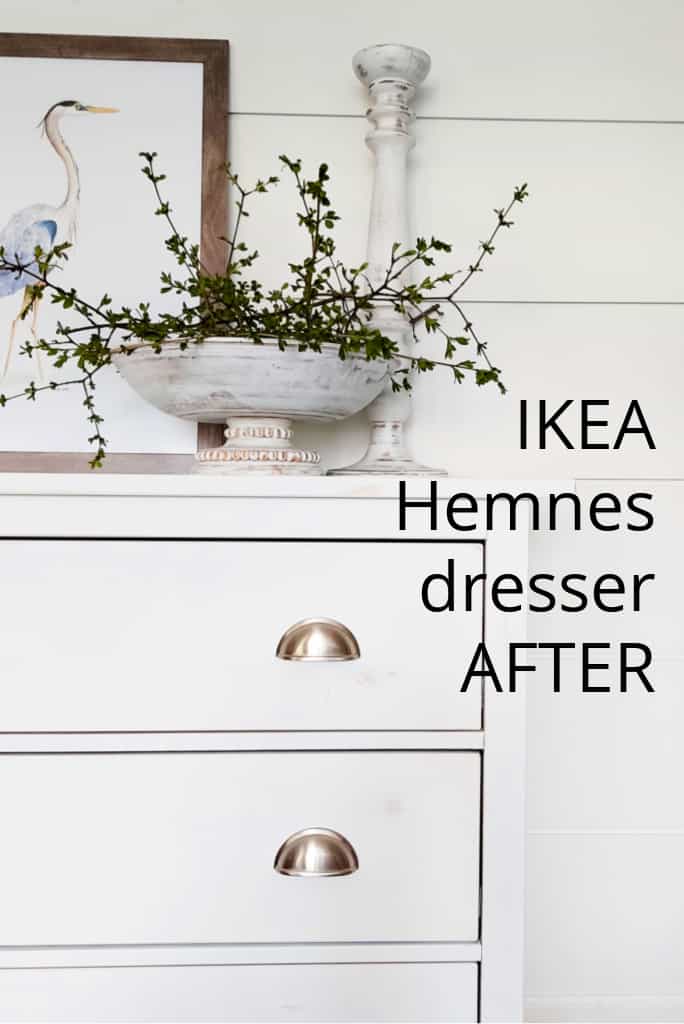 Makeover of Ikea Hemnes dresser in white
