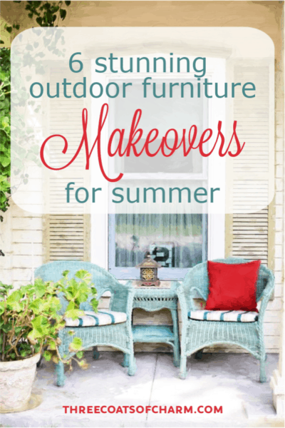 Get inspired by these 6 outdoor summer furniture makeovers. DIY ideas for painting and repurposing wood furniture for outdoors. Brighten up your backyard with these furniture refinishing projects. #paintedfurniture #DIYfurniture #summerfurniture #patioseason