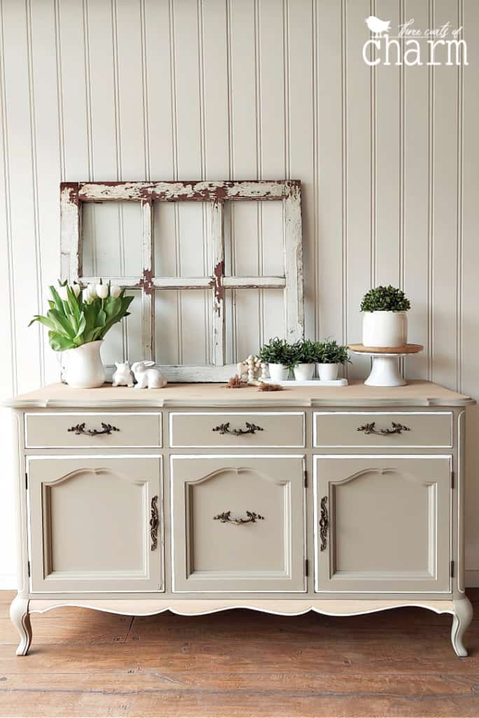 Grey and white painted French Provincial buffet