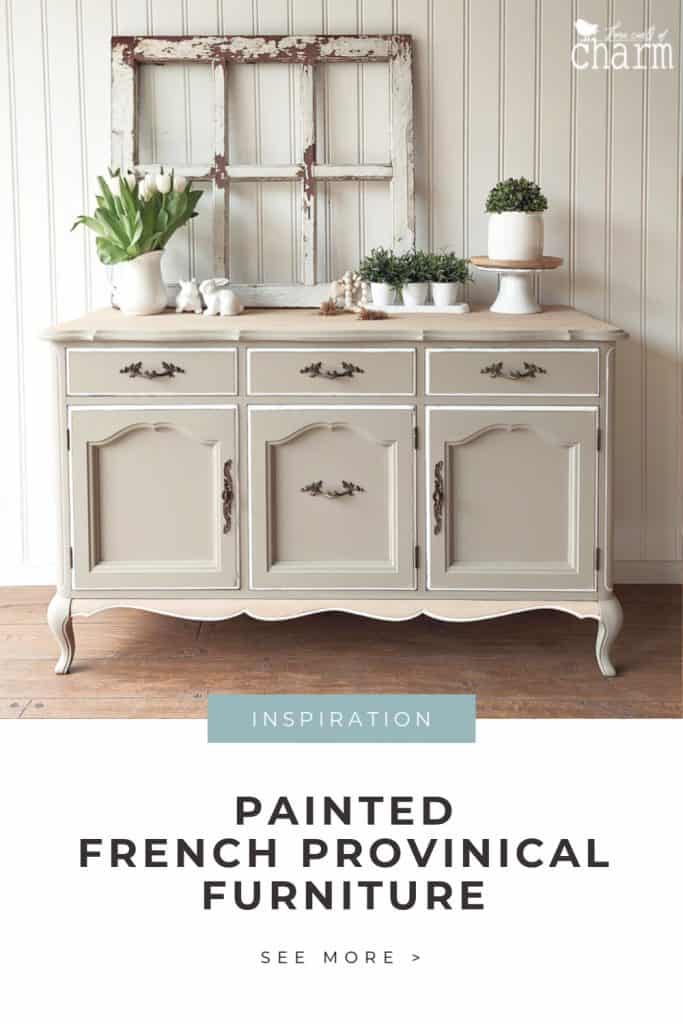 painted French Provincial buffet grey and white