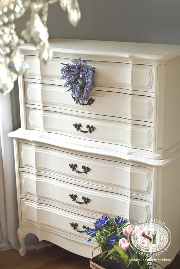white painted French provincial tallboy